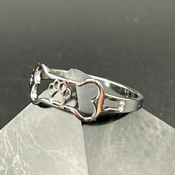 Dog Bone and Paw Print Ring with Open Design #1246 - Picture 7 of 14